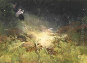Landscape With Two Women Walking Down A Hill by William Henry Holmes