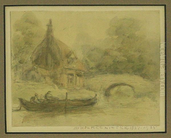 Figures And Cart Before Cottages - view 1