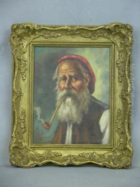 Portrait Of A Beardedpipe Smoker - view 1