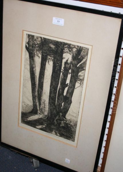 Figure Seated At The Foot Of Atree - view 1