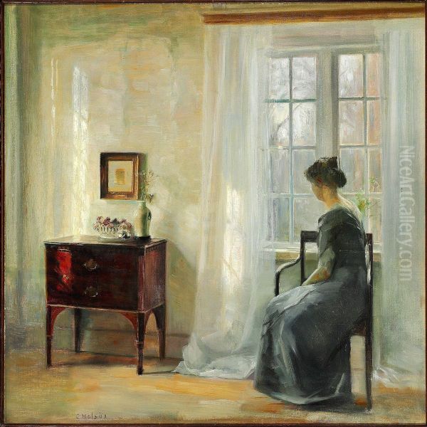 Interior With A Woman Sitting At The Window In A Sunlit Room - view 1