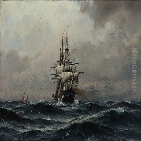 Seascape With A Sailing Ship In High Waves - view 1