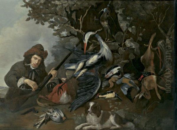 Still Life Of Game And A Hunter In A Landscape - view 1
