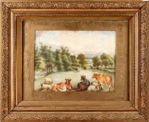 Cattle And Sheep In An Extensive Landscape by Edwin Frederick Holt