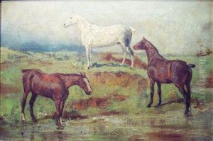 Three Horses In A Landscape