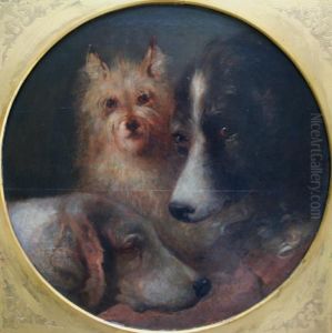 Study Of Three Dogs' Heads by Edwin Frederick Holt