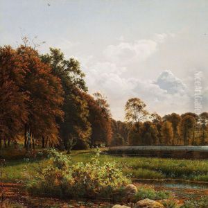 View Of The Pond Nearthe King's "badstue" In Hillerod, Morning Light by Suzette C. Skovgaard Holten