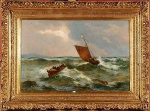 Pecheurs Sur Une Mer Agitee by Georg Holub