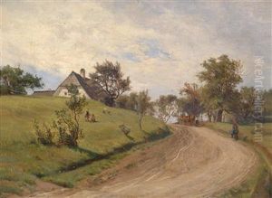 Landschaftsmotiv Mit Figurlicher Staffage by Georg Holub