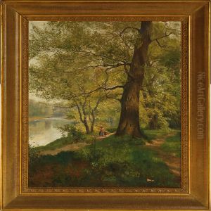 Spring Forest With A Stream by Georg Holub