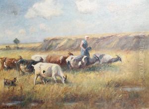 A Goatherder With Her Flock