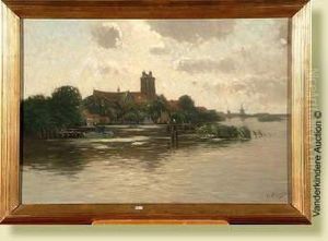Paysage Fluvial En Hollande by Carl Holzapfel