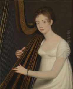 Portrait Of A Young Woman Playing The Harp by Robert Home