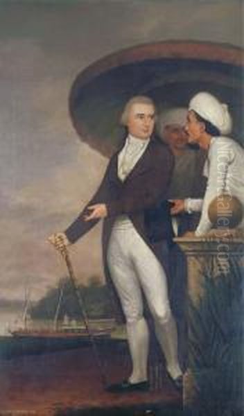Portrait Of Edmund Pytts Middleton Esq., Full-length, Accompaniedby Servants, In An Indian Landscape - view 1