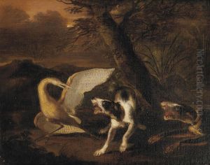 Hounds Attacking A Stork