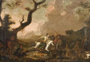 Scene De Chasse Au Sanglier
