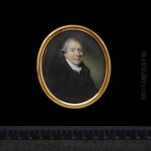A Gentleman, Wearing Black Coat Matching Waistcoat, Frilled Chemise And Stock, His Hair Powdered. by Horace Hone