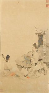 Seated Scholar And Attendant by Chen Hongshou