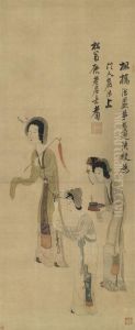 Lady With Attendants by Chen Hongshou
