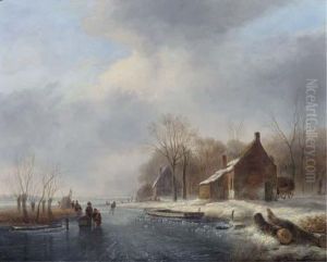 Figures Skating On A Frozen River