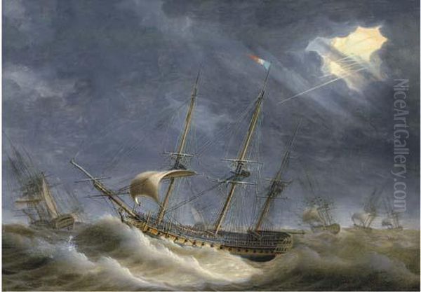 Three-masters In Rough Waters - view 1
