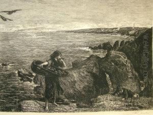 Girl On The Cliff Tops by James Clark Hook