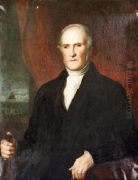 Portrait Of Alexander Mitchell (1780-1868) With Dundalk Bay And Harbour Lighthouse In Distance (c.1860) - view 1