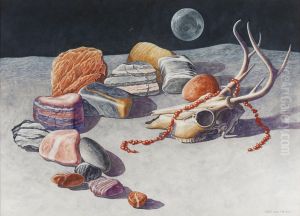Untitled Still Life With Deer Skull by William Hooker
