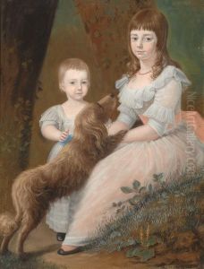Portrait Of Two Girls And Their Dog by Jordanus Hoorn