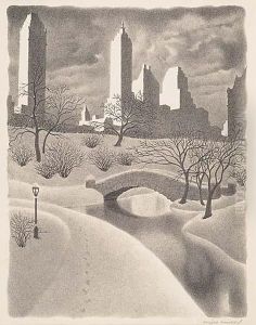 Two Lithographs.
Central Park In The Snow by Ellison Hoover