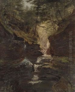 Study Of Rainbow Falls, Watkins Glen by James Hope