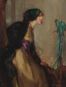 Lady With An Exotic Bird by Robert Hope