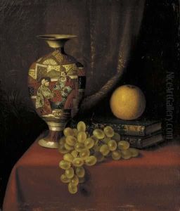 Still Life With Vase, Grapes And Books