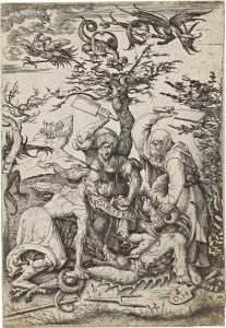 Three Old Women Beating The Devil by Daniel Hopfer