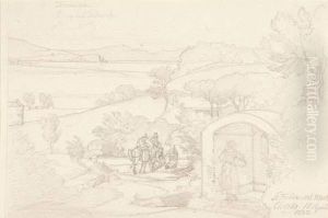 Landschaft Bei Terracina. by August Ferdinand Hopfgarten
