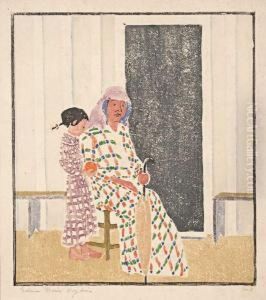 [femme Assise Au Parapluie Avec Petite Fille]. by Edna Boies Hopkins