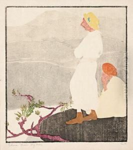 Deux Voyageuses Sur Une Falaise by Edna Boies Hopkins
