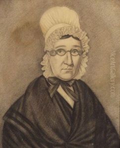 Portrait Of A Woman Wearing A Bonnet And Spectacles. by Milton William Hopkins