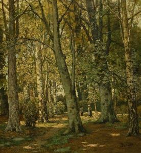 Women On A Forest Road by Ferdinand Bernhard Hoppe