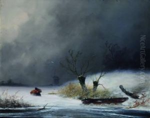 Winterlandschap Met Twee Wilgen