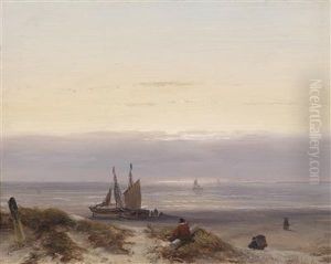 Seascapewith Sailing Boats And Decorative Figures