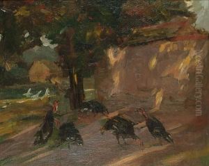 Farmyard Scene With Turkeys