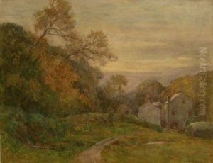 Valley Landscape With Mill by Henry Silkstone Hopwood