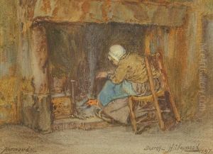 "normandy" - A Lady By The Fireside by Henry Silkstone Hopwood