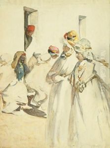 Arabs In A North African Street by Henry Silkstone Hopwood