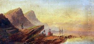 Coastal Scene With Fisherfolk by Joseph Horlor