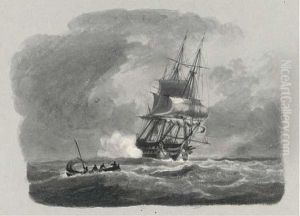 Dismasted Frigate In Heavy Seas by Thomas L. Hornbrook