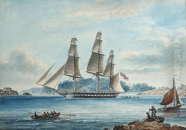 A Royal Navy Frigate In Plymouth Sound - view 1