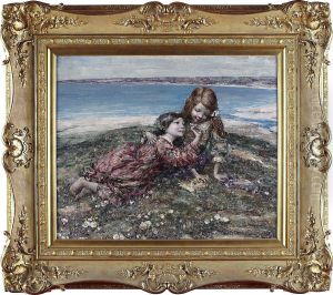 Girls On The Beach, Brighouse Bay by Edward Atkinson Hornel