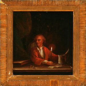 Interior With Agentleman At A Candlelight